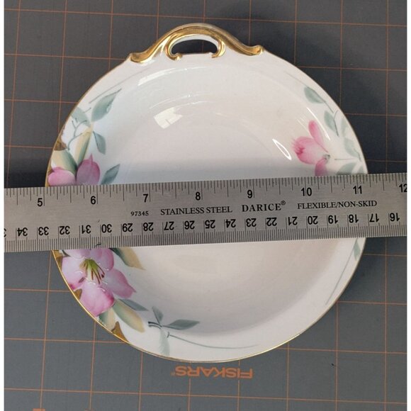 Noritake Azalea Bon Bon Dish 6.5" Floral Design Gold Handle Morimura mark - Picture 12 of 13